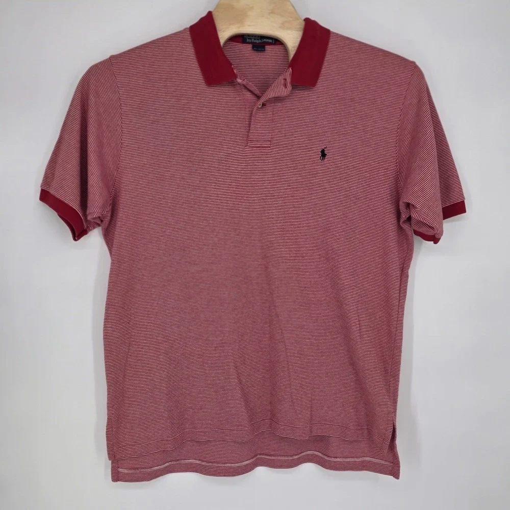Polo Ralph Lauren Men's Polo Shirt XL Lot Of 2 Red Striped‎ Gray Solid Vintage